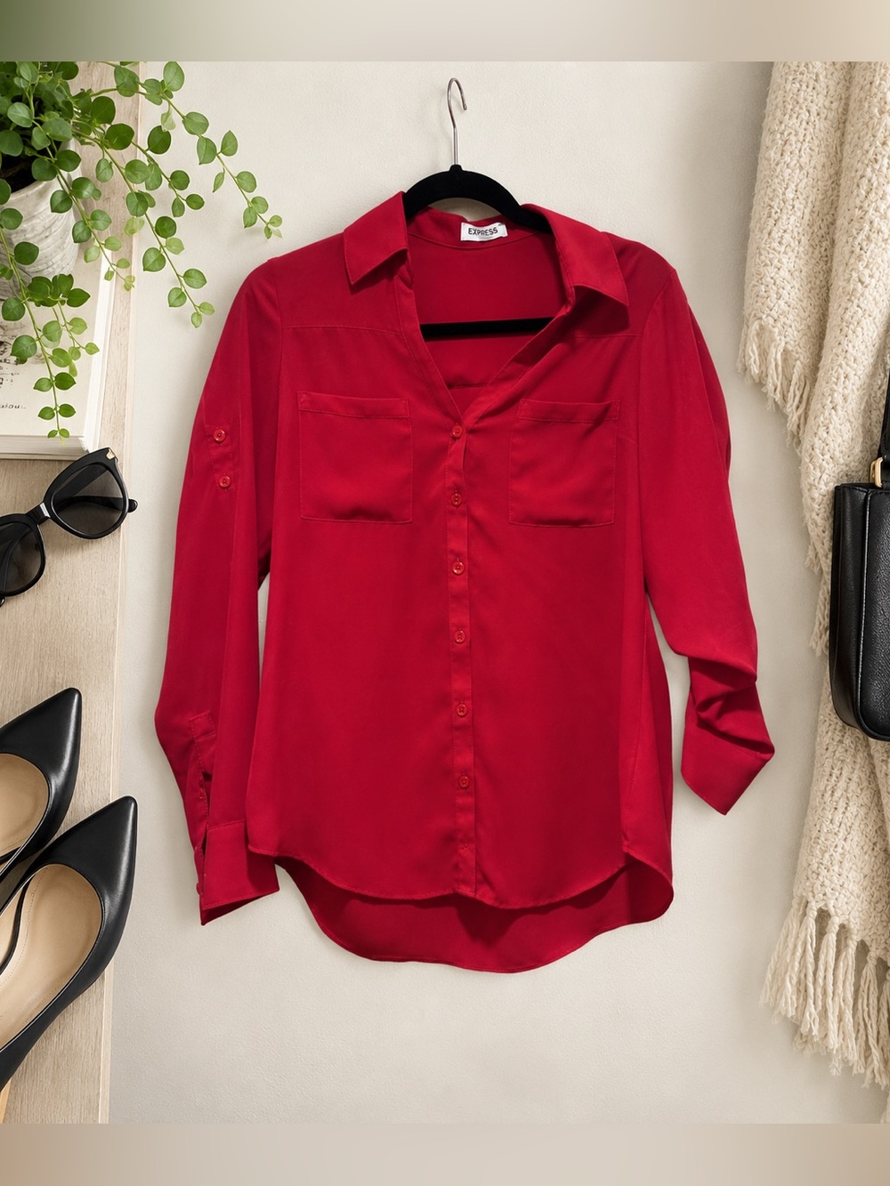 Express Portofino Blouse Size S Red